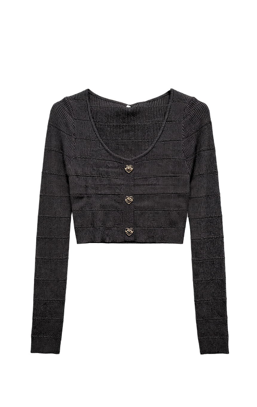 Maglia Crop con Bottoni a Cuore