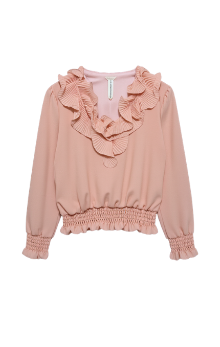 Blusa Elegante con Volant Plissettati