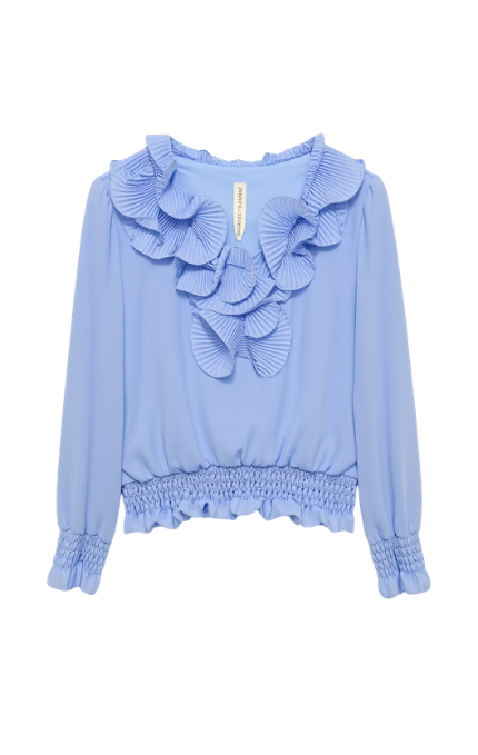 Blusa Elegante con Volant Plissettati