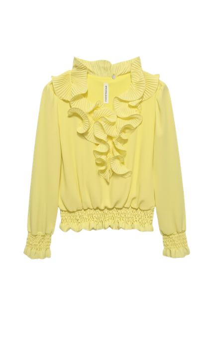 Blusa Elegante con Volant Plissettati