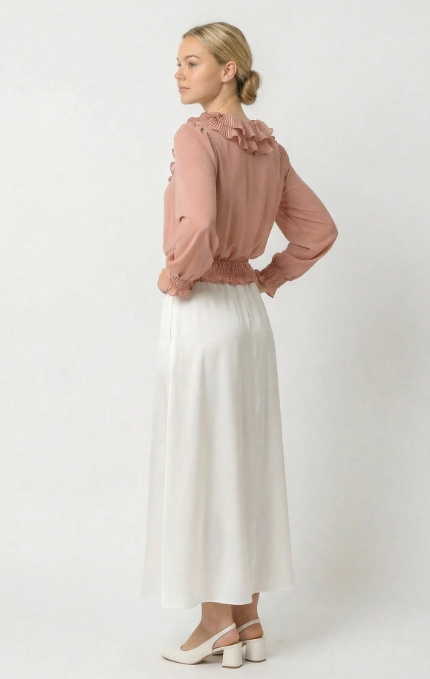 Blusa Elegante con Volant Plissettati