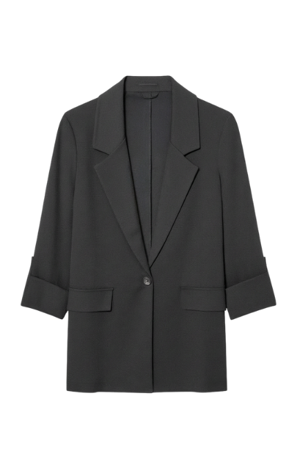 Blazer Elegante Nero con Maniche Arrotolate