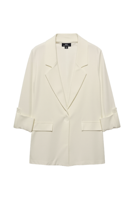 Blazer Elegante Nero con Maniche Arrotolate