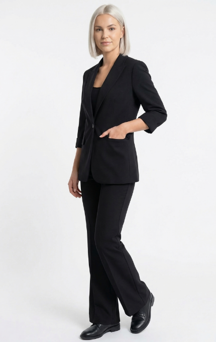Blazer Elegante Nero con Maniche Arrotolate