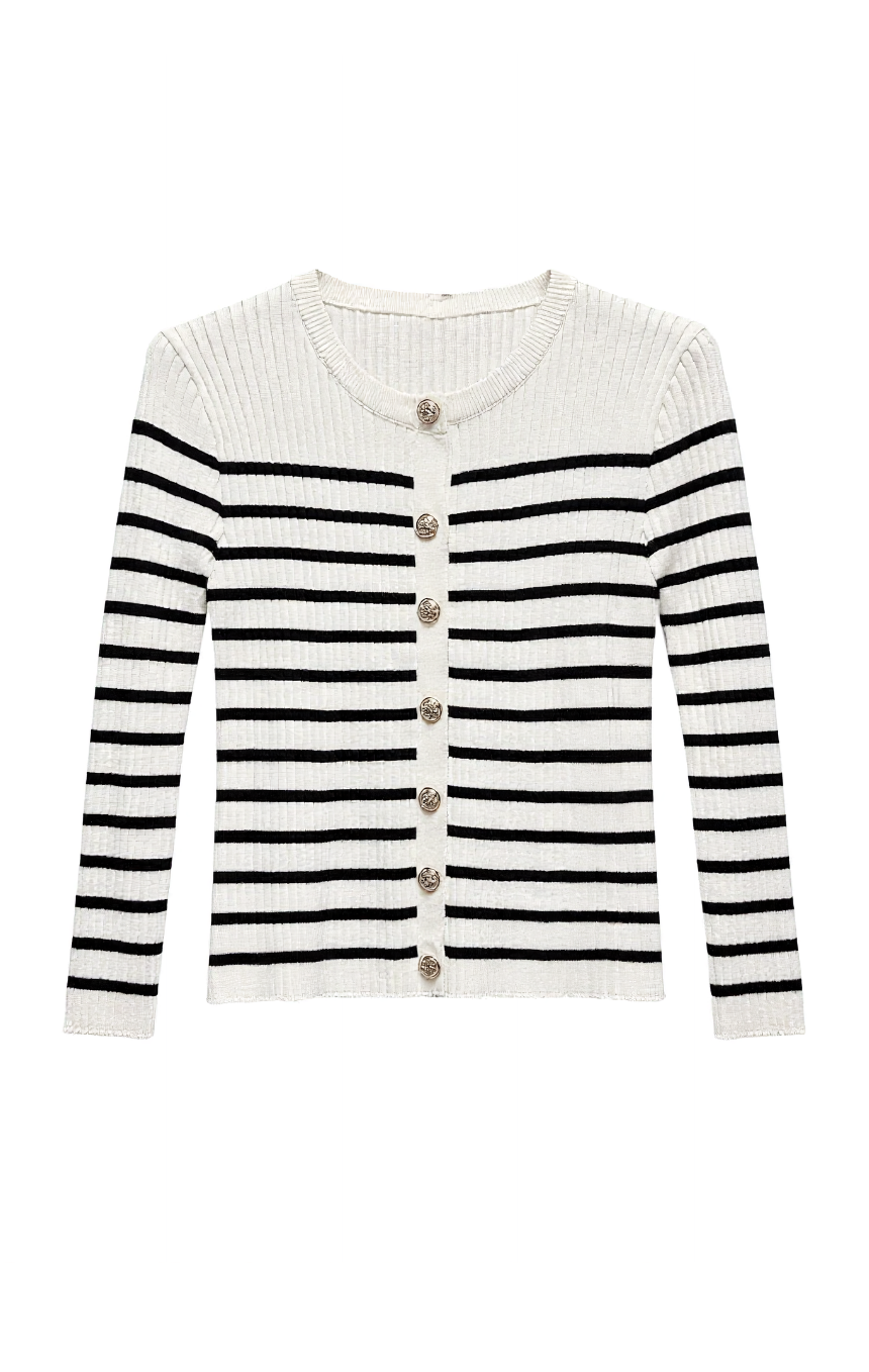 Maglia a Righe con Bottoni Eleganti
