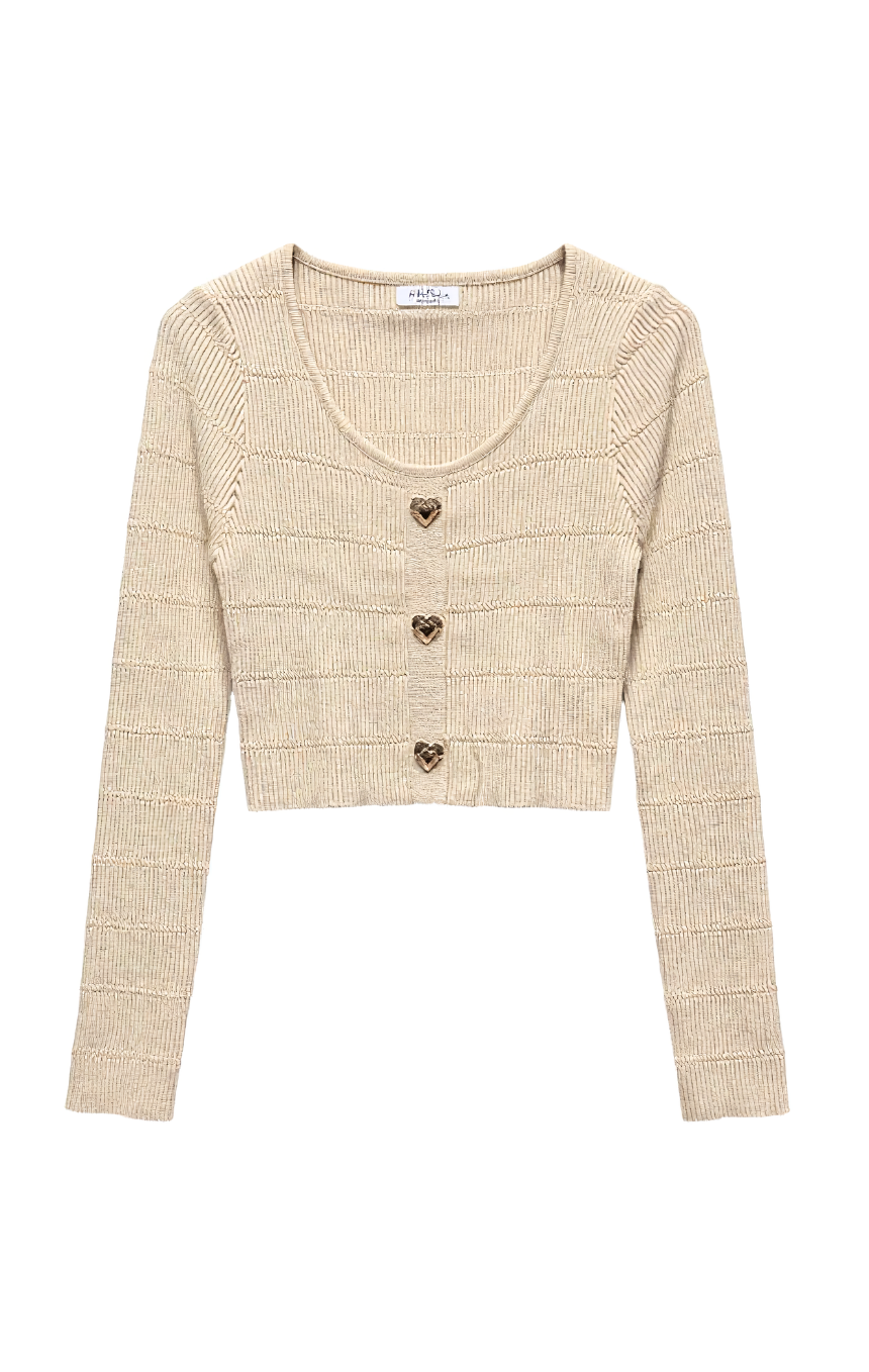 Maglia Crop con Bottoni a Cuore