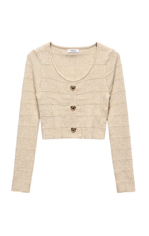Maglia Crop con Bottoni a Cuore