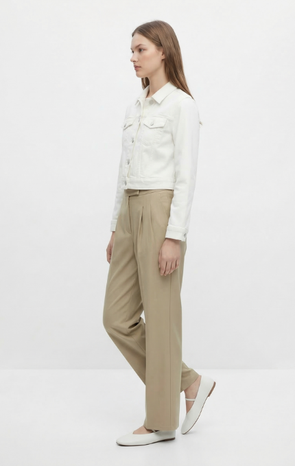 Pantaloni Eleganti a Gamba Larga con Pince