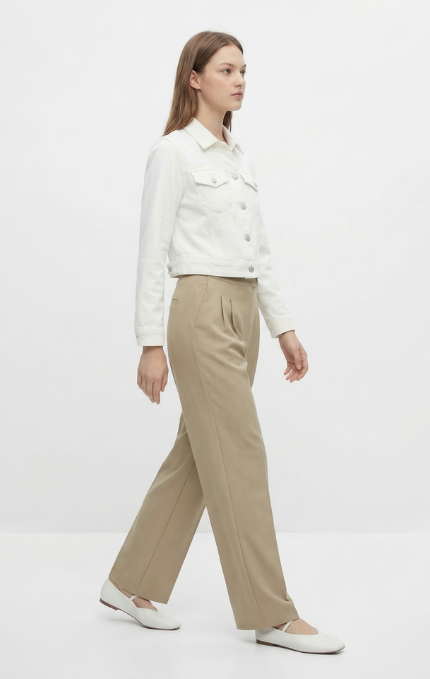 Pantaloni Eleganti a Gamba Larga con Pince
