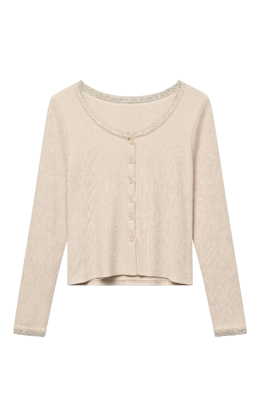 Maglia Elegante con Scollo in Pizzo