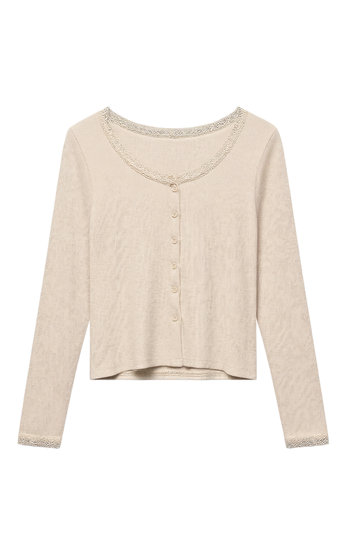 Maglia Elegante con Scollo in Pizzo