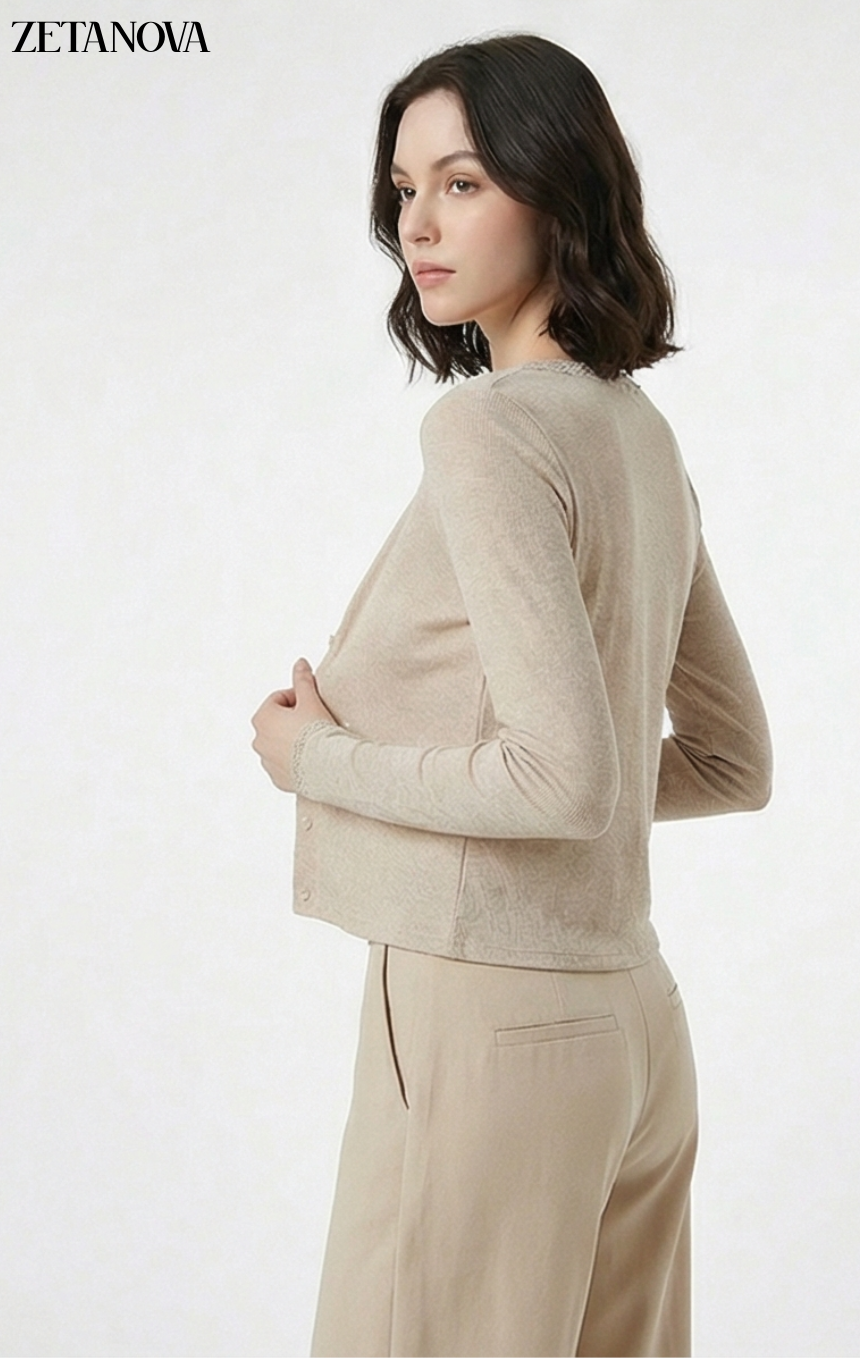 Maglia Elegante con Scollo in Pizzo