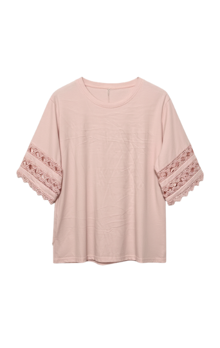 T-Shirt con Maniche in Pizzo