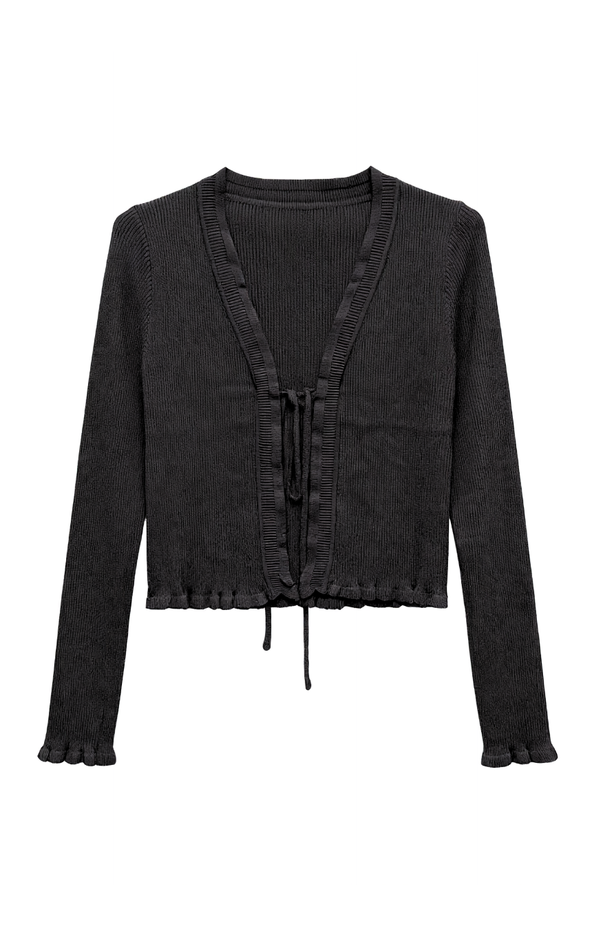 Cardigan Crop con Laccetto Frontale