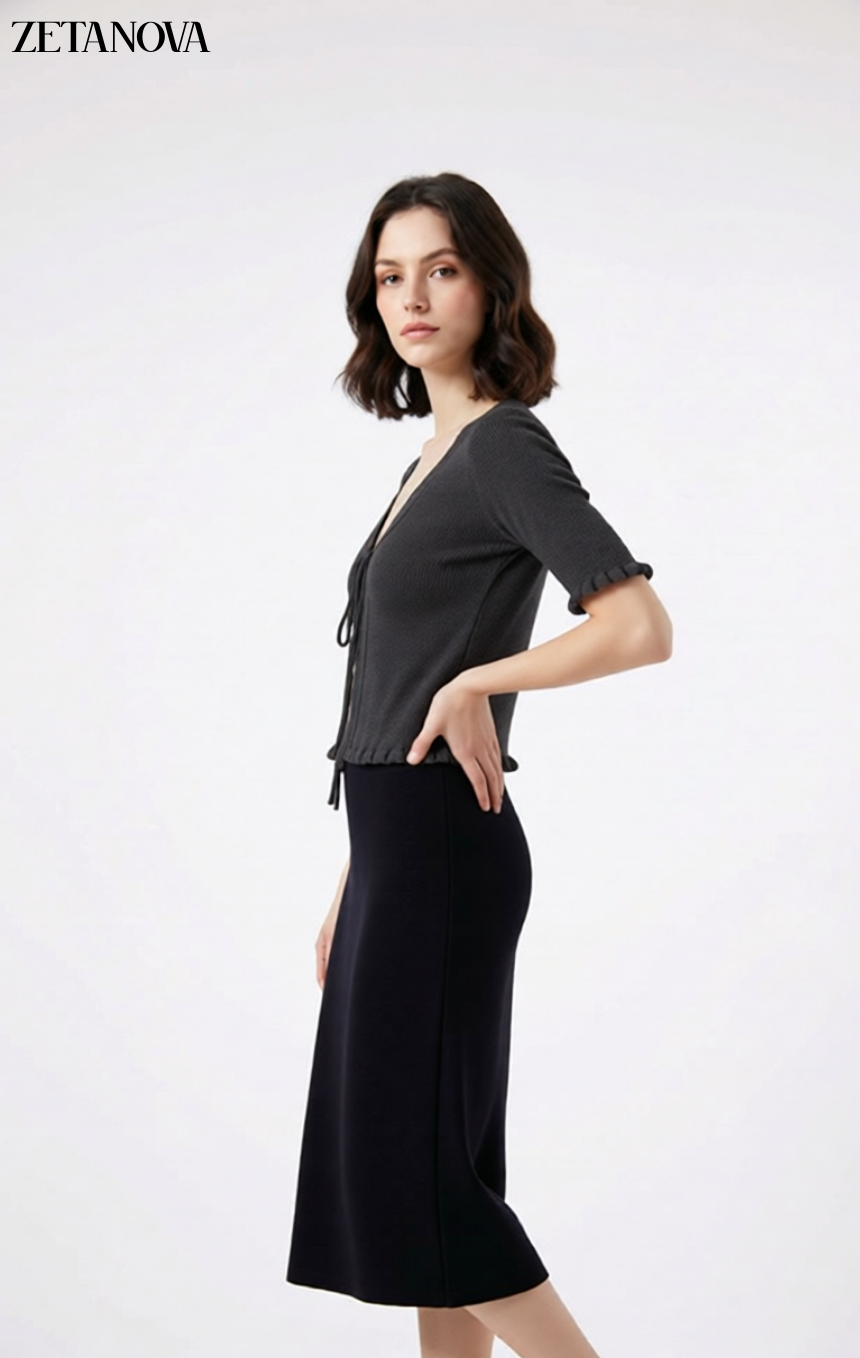 Cardigan Crop con Laccetto Frontale