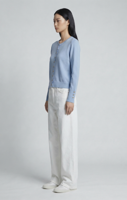 Cardigan con Bottoni Dorati