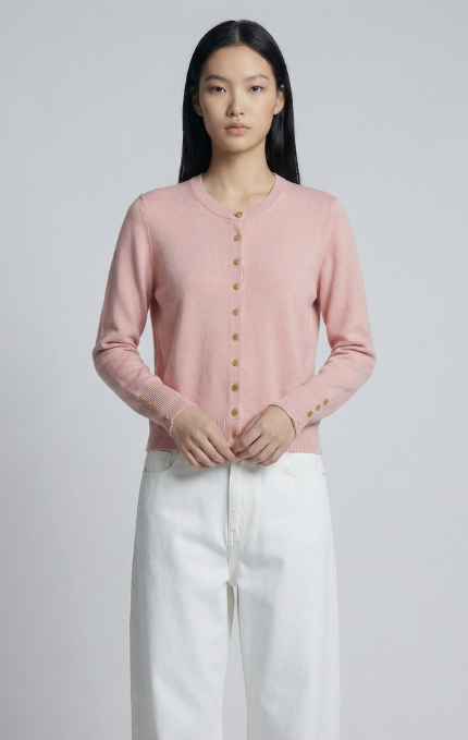 Cardigan con Bottoni Dorati