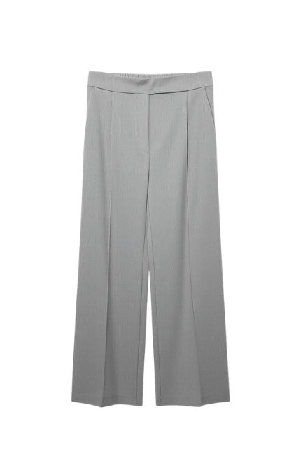 Pantaloni Eleganti Grigi a Gamba Larga