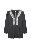 Vestito Corta Nera con Inserto in Pizzo