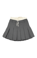 Gonna Pieghettata Grigia con Vita a Contrasto