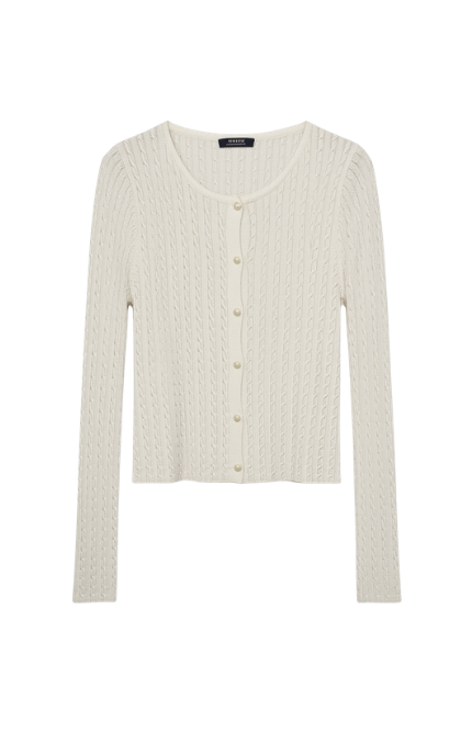 Cardigan Corto a Coste con Bottoni